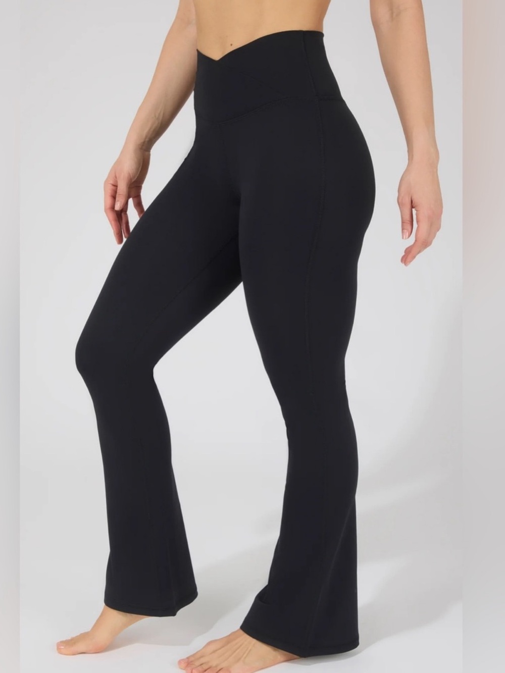Yogalicious Lux Madison Crossover Flare Yoga Pants - Black - Medium